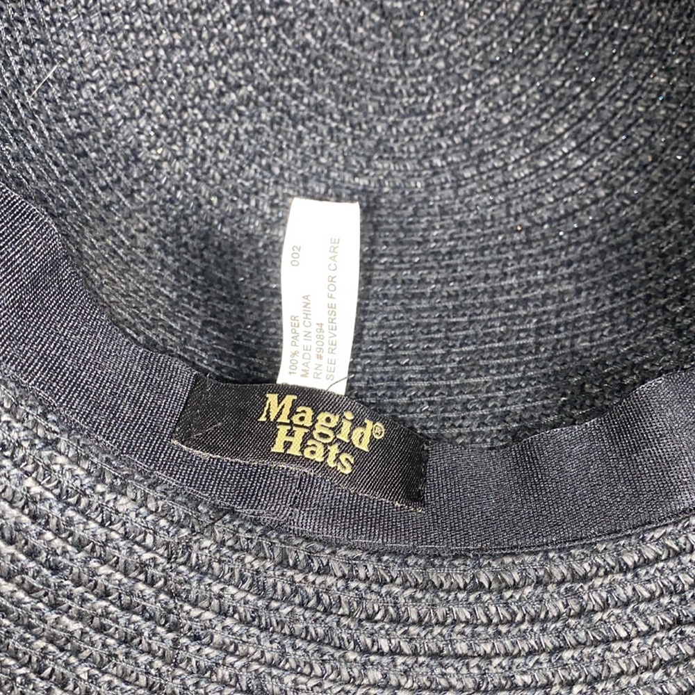 🔶Magid Hats Paper Straw Sun Hat Black & White Wide Brim Beach Resort Packable - Picture 4 of 5